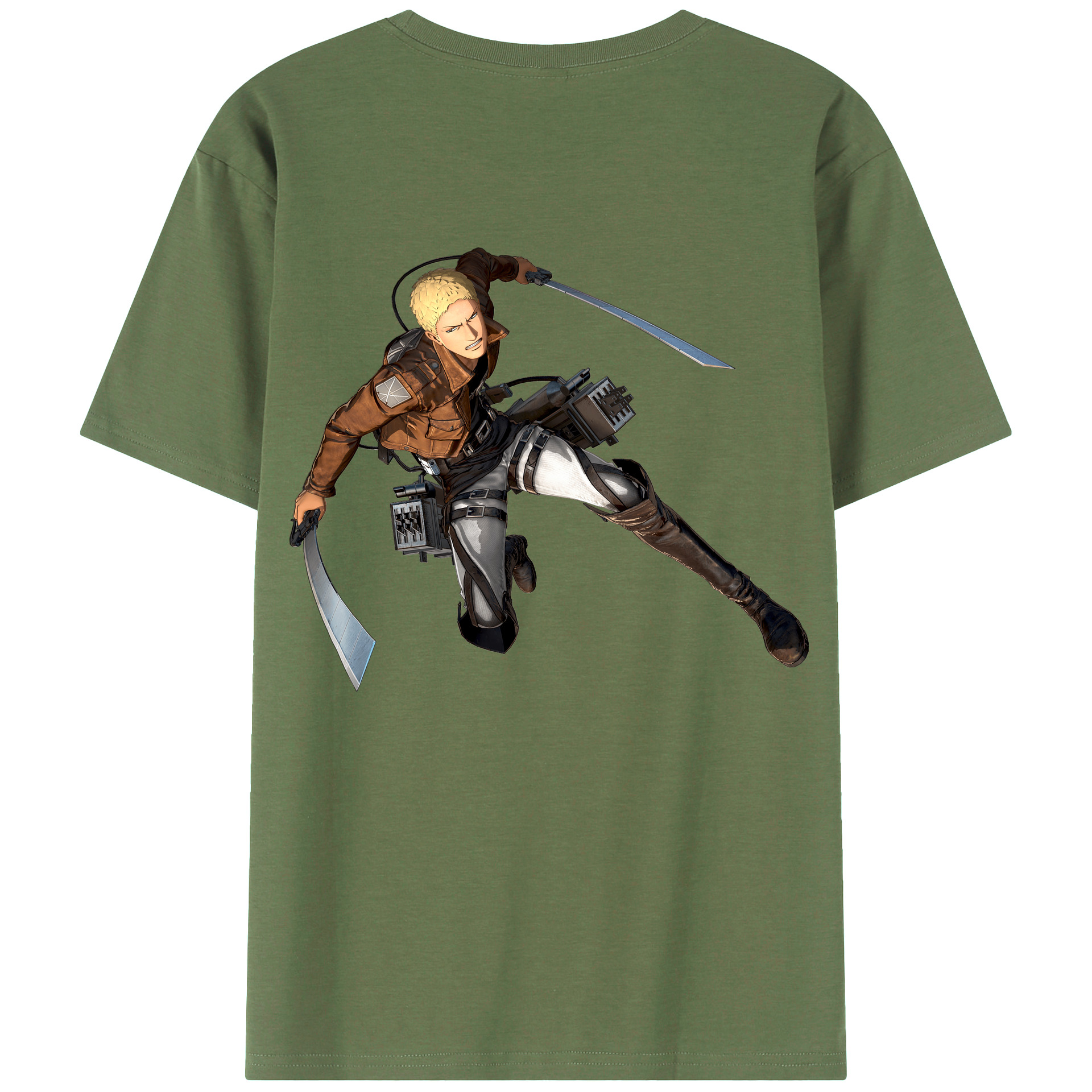 （画像用） 進撃の巨人 ライナー・ブラウン Attack on Titan Reiner Braun 綿100％ メンズ半袖Tシャツ（バックプリント） 通気性